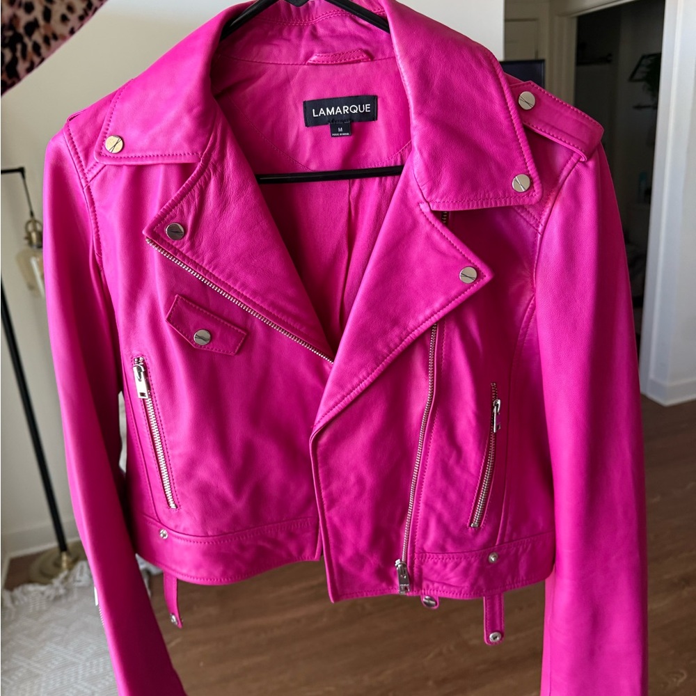 LAMARQUE Fuchsia Leather Jacket
